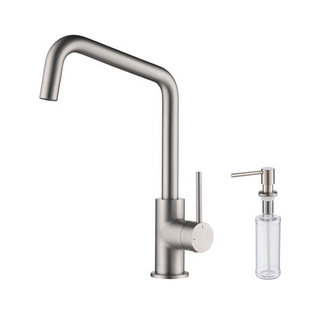 KIBI Macon Single Handle Bar Sink Faucet with Soap Dispenser C-KKF2012BN-KSD100BN